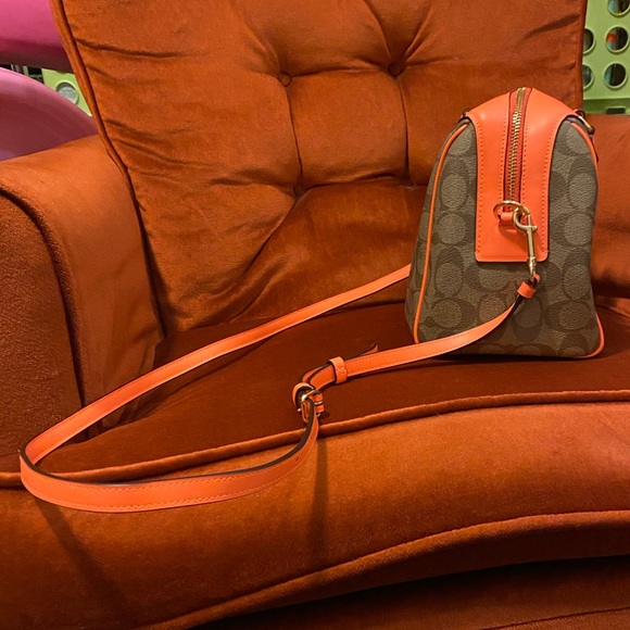Coach Khaki & Neon Orange Bennett Crossbody Bag - Picture 2 of 11
